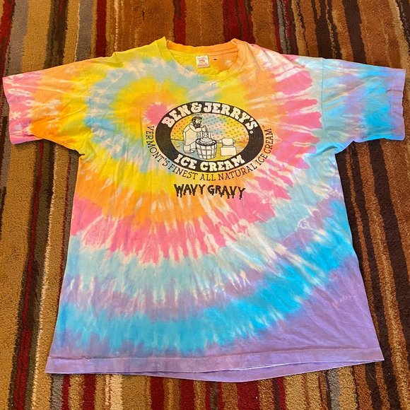 Fruit of the Loom Other - RARE Vintage 90s Ben & Jerry's Ice Cream Grateful Dead Wavy Gravy Tie Dye Shirt